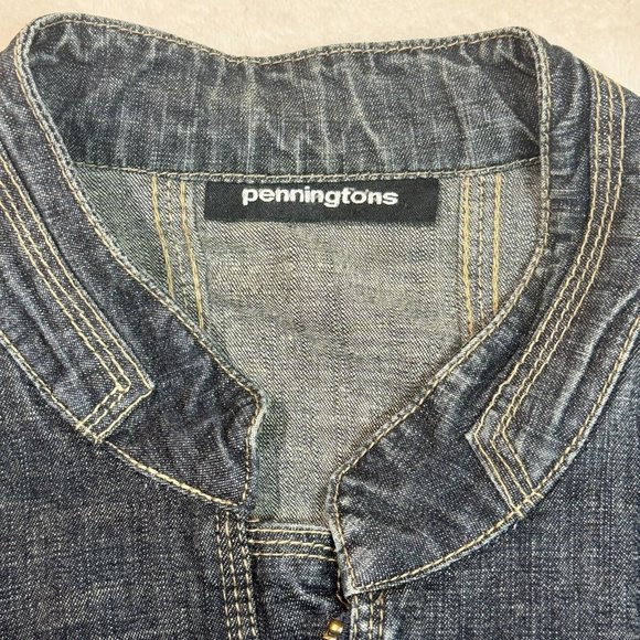 PENNINGTONS Women's 16 Jean Jacket Denim Blue Casual Zip-Up Classic Outerwear - Picture 3 of 16